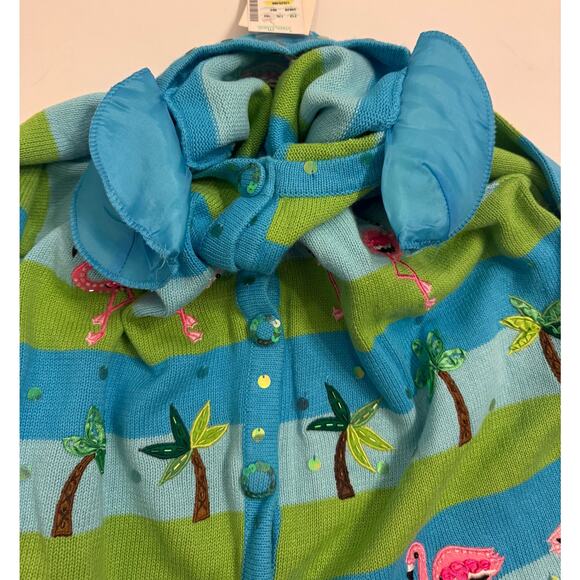 NWT Vtg Jack B. Quick Sweater Blue/Green Tropical Flamingo Women's Size XL - Picture 6 of 6